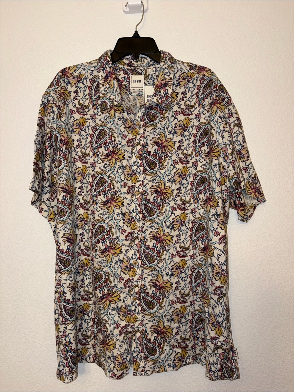 NWT ROWN "The Outsider" Men's XXL Short Sleeve Paisley Shirt Floral Resort